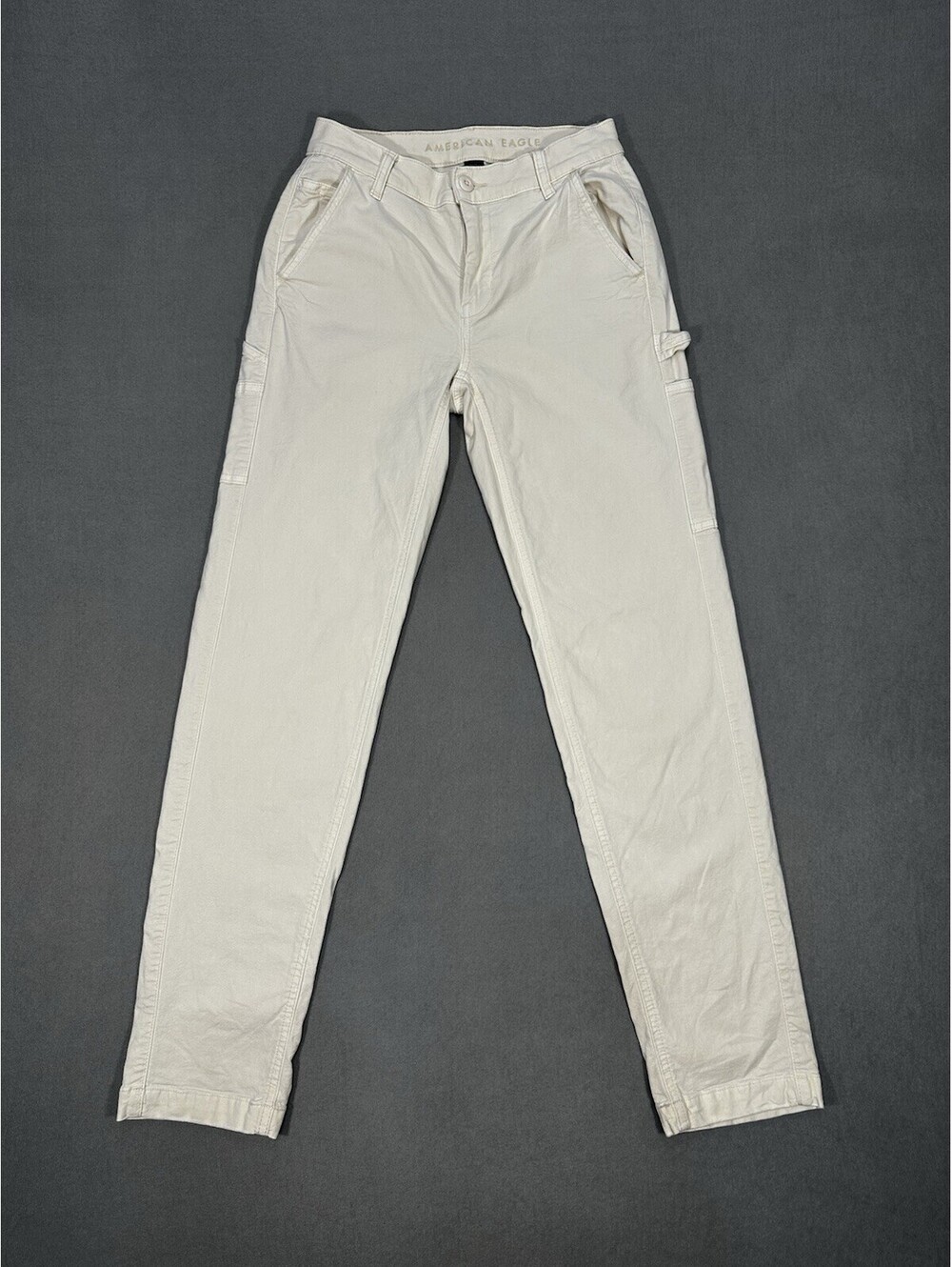 American Eagle Cargo 25x30 Pants Womens 00 Regular Cream Stretch Skinny
